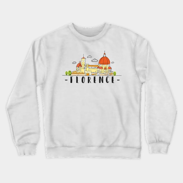 Florence Italy Skyline Hand Drawn Crewneck Sweatshirt by RajaGraphica